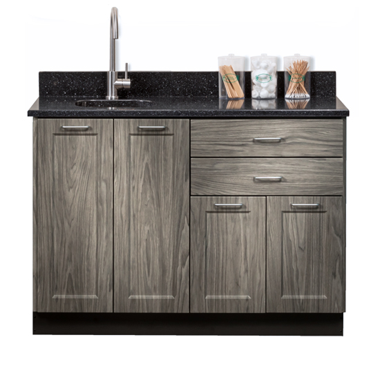 Fashion Finish 48 Base Cabinet With 4 Doors And Clinton Industries 8648 Metropolis Gray Black C Quartz
