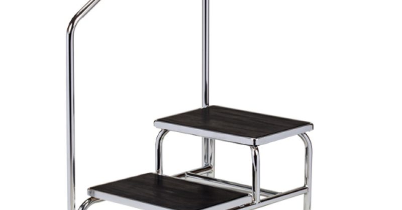 Chrome Two-Step Step Stool with Handrail | Clinton Industries, Inc.